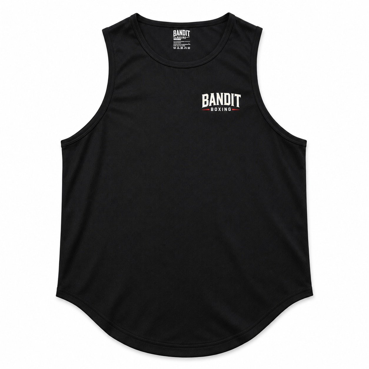 Black Bandit Boxing sleeveless shirt with small white and red chest logo